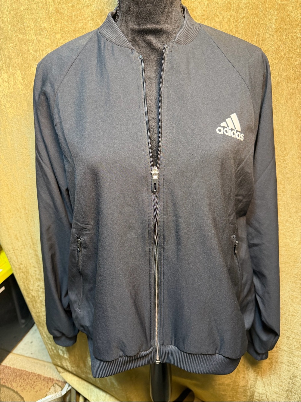 adidas Parley women’s Black Lightweight mesh lined Track Jacket with Logo/ M